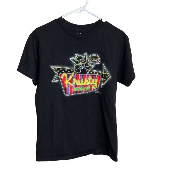 Men's The Simpsons Krusty Burger Krusty the Clown Crew Neck T-Shirt Black Medium - Picture 1 of 5